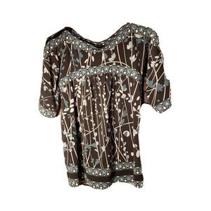 BCBGMaxazria Women's Brown Floral Shirt Size Medium t13